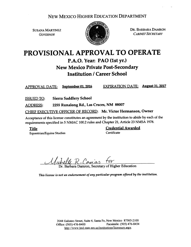 PAO Certificate